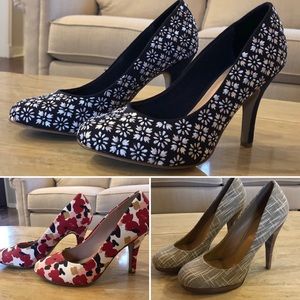 Three pairs of never-worn and worn-once heels!